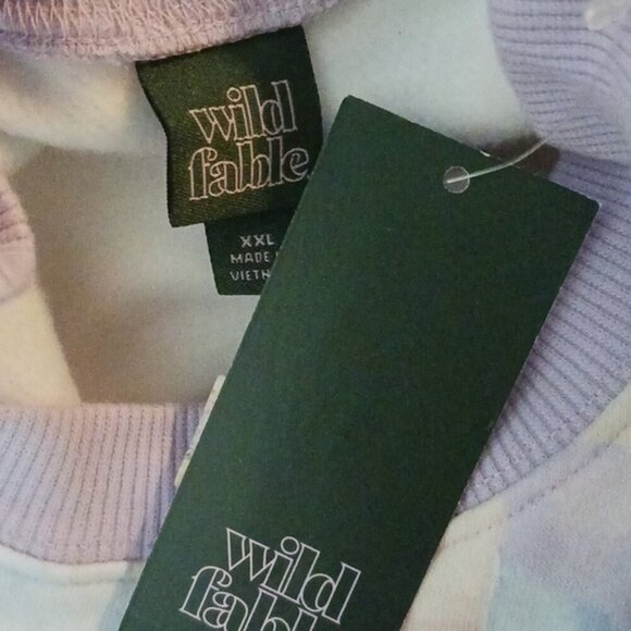 Wild Fable Sweatshirt Blue Pink Check Retro Fleece Oversized Unisex Casual - Picture 8 of 8